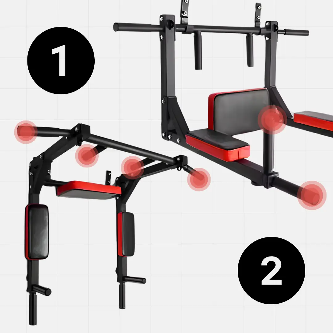 dip bar with pullup station grips